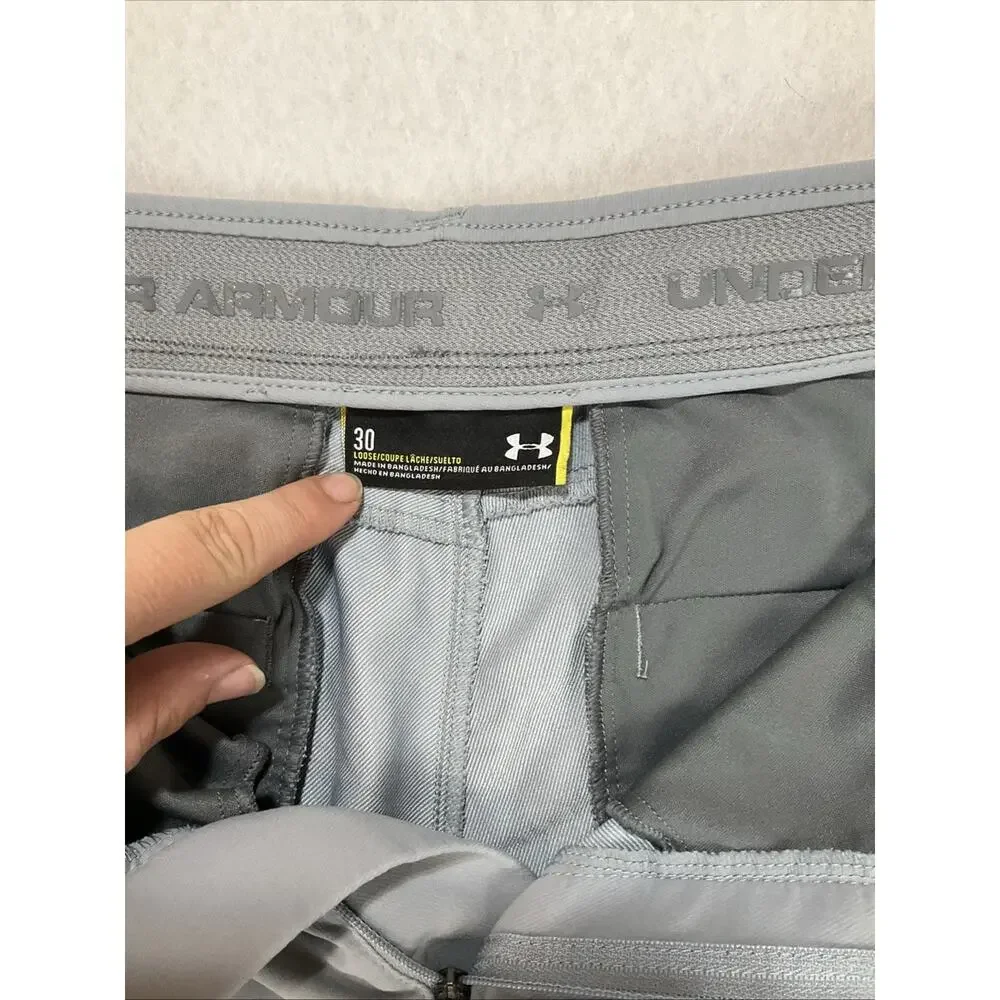 Under Armour Loose Fit Shorts Mens 30 Grey Golf Performance Stretch Waist flaws